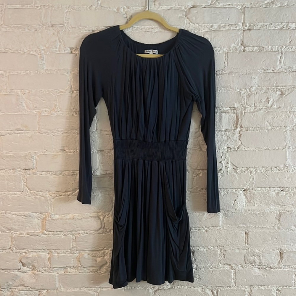 Velvet Torch Blue Soft Long Sleeve with Pockets Dress